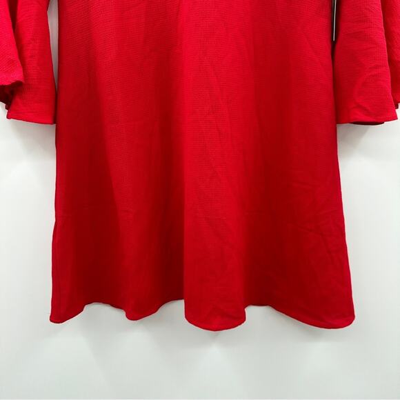 Lulus Center of Attend Red Flounce 3/4 Bell Sleeve Mini Dress Size M - Picture 5 of 12